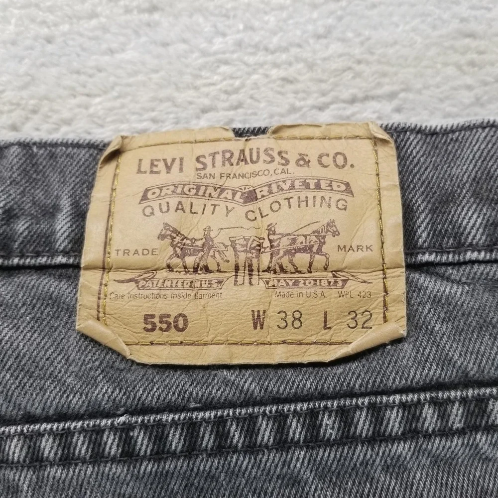 VTG Levis 550 Jeans Mens 38x32 Gray Straight Orange Tab‎ 90s Made in USA Denim